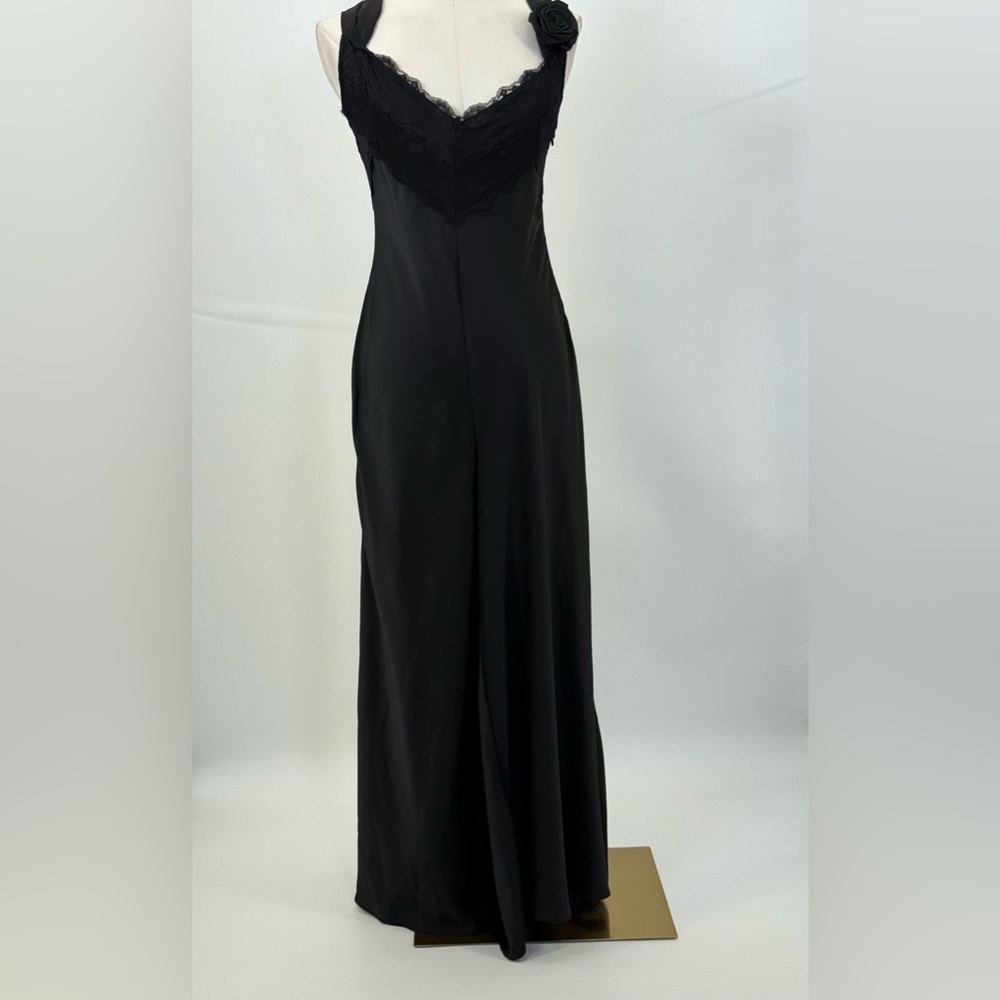 Kimchi Blue Cleo Black Satin Lace Wide-Leg Jumpsuit NWT Women’s Size M - Picture 3 of 13